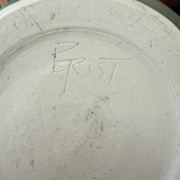 Vintage Signed studio pottery Green Ceramic Swirl Bowl - Picture 5 of 7